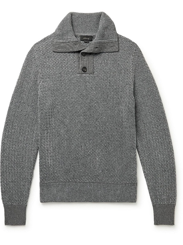Photo: Brioni - Silk, Wool and Cashmere-Blend Sweater - Gray