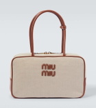 Miu Miu Logo leather-trimmed canvas tote bag