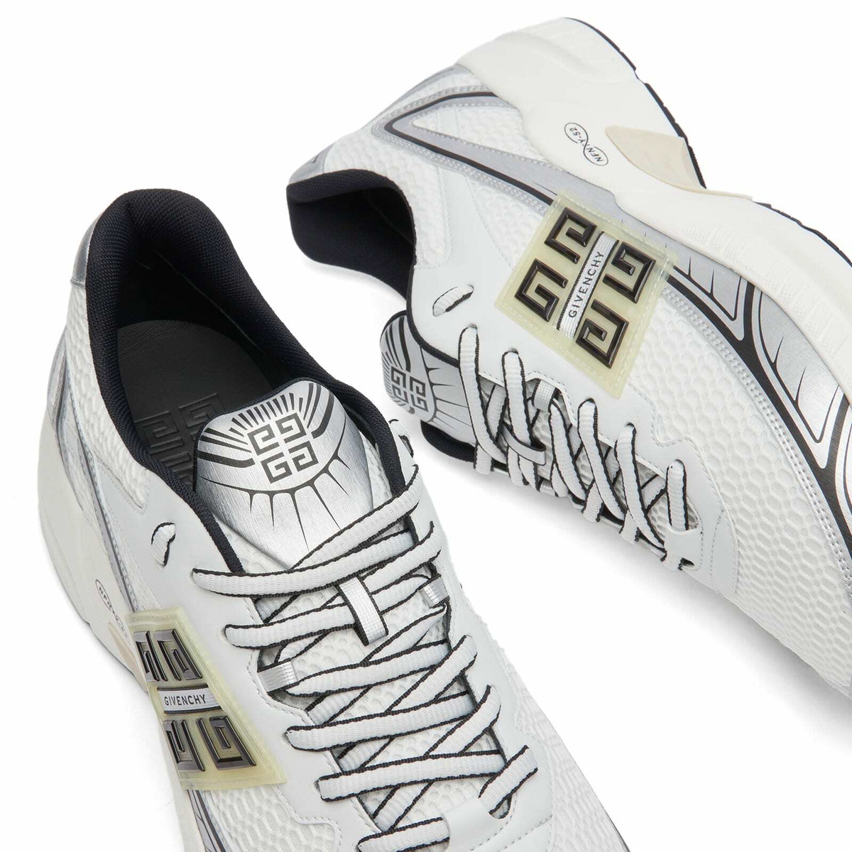スニーカー Givenchy Light Grey Suede And Mesh Nfnty-52 Sneakers Givenchy - NFNTY-52 Logo-Appliquéd Suede, Mesh and Leather