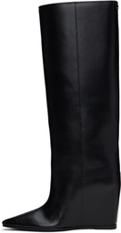 Courrèges Black Astro Wedged Leather Tall Boots