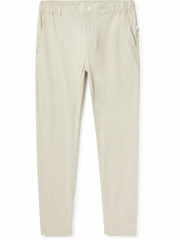 Photo: Onia - Slim-Fit Stretch-Cotton Seersucker Trousers - Gray