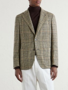 Caruso - Butterfly Checked Wool Blazer - Brown