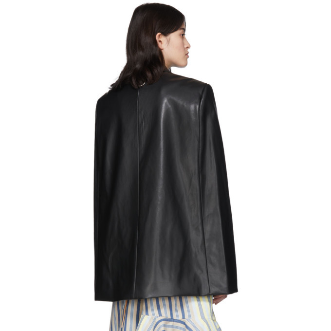 We11done Black Faux Leather Cape Blazer We11done