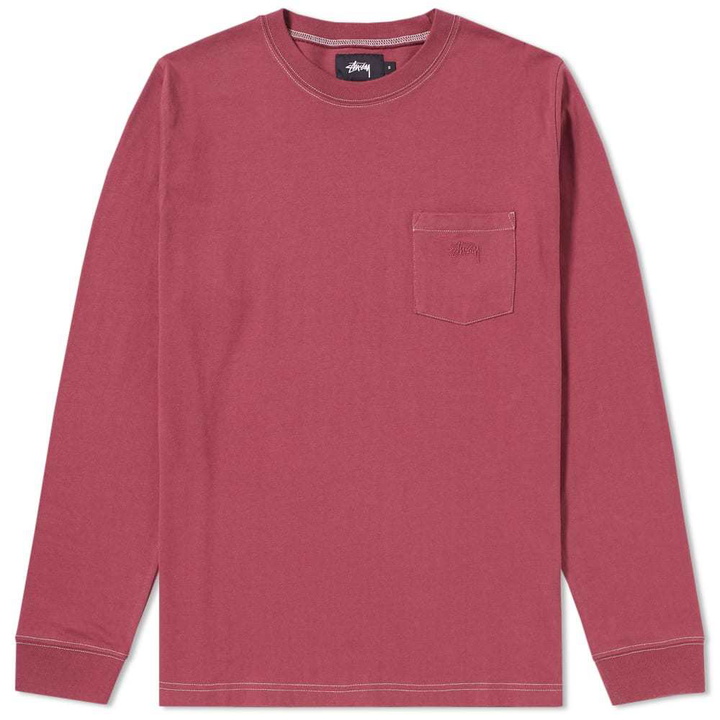 Photo: Stussy O'Dyed Long Sleeve Pocket Tee Burgundy