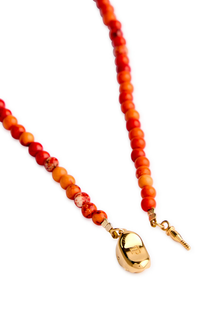 Timeless Pearly Mushroom 24kt Gold-plated and Beaded Necklace - Red - One Size