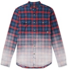 Balmain - Slim-Fit Grandad-Collar Dégradé Checked Cotton-Flannel Shirt - Multi