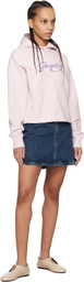 Givenchy Pink Cropped 'GIVENCHY' Snake Print Fleece Hoodie