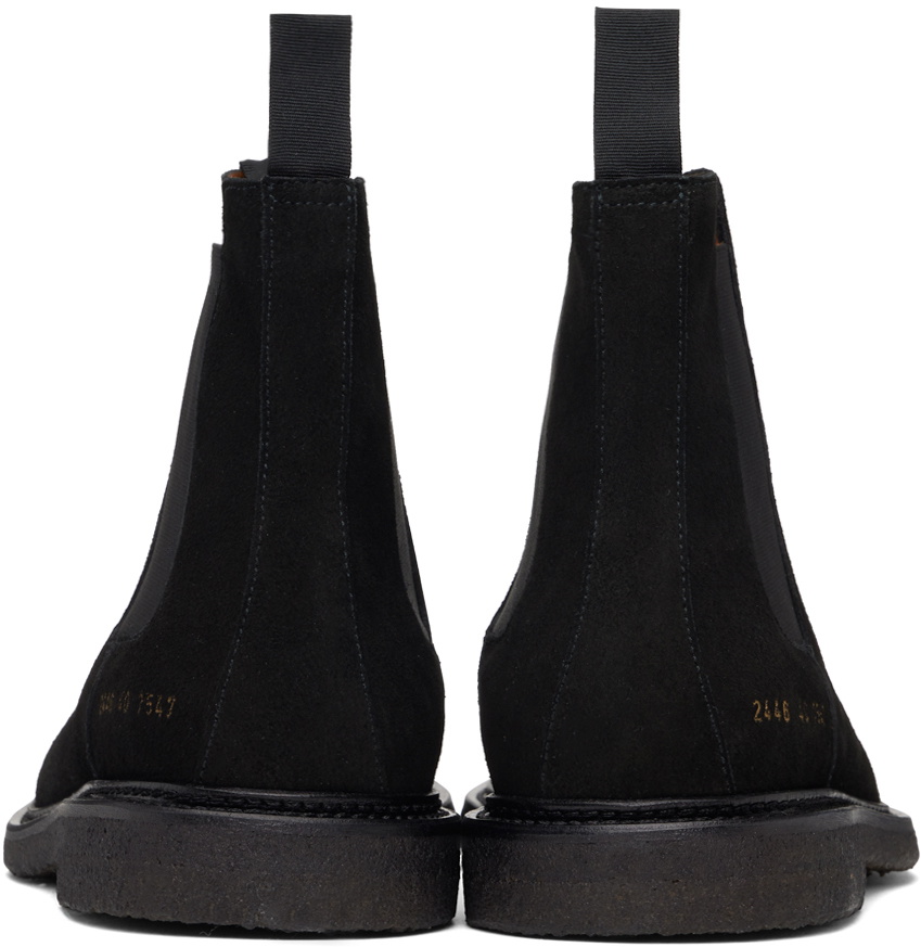 Common Projects Black Waxed Suede Chelsea Boots