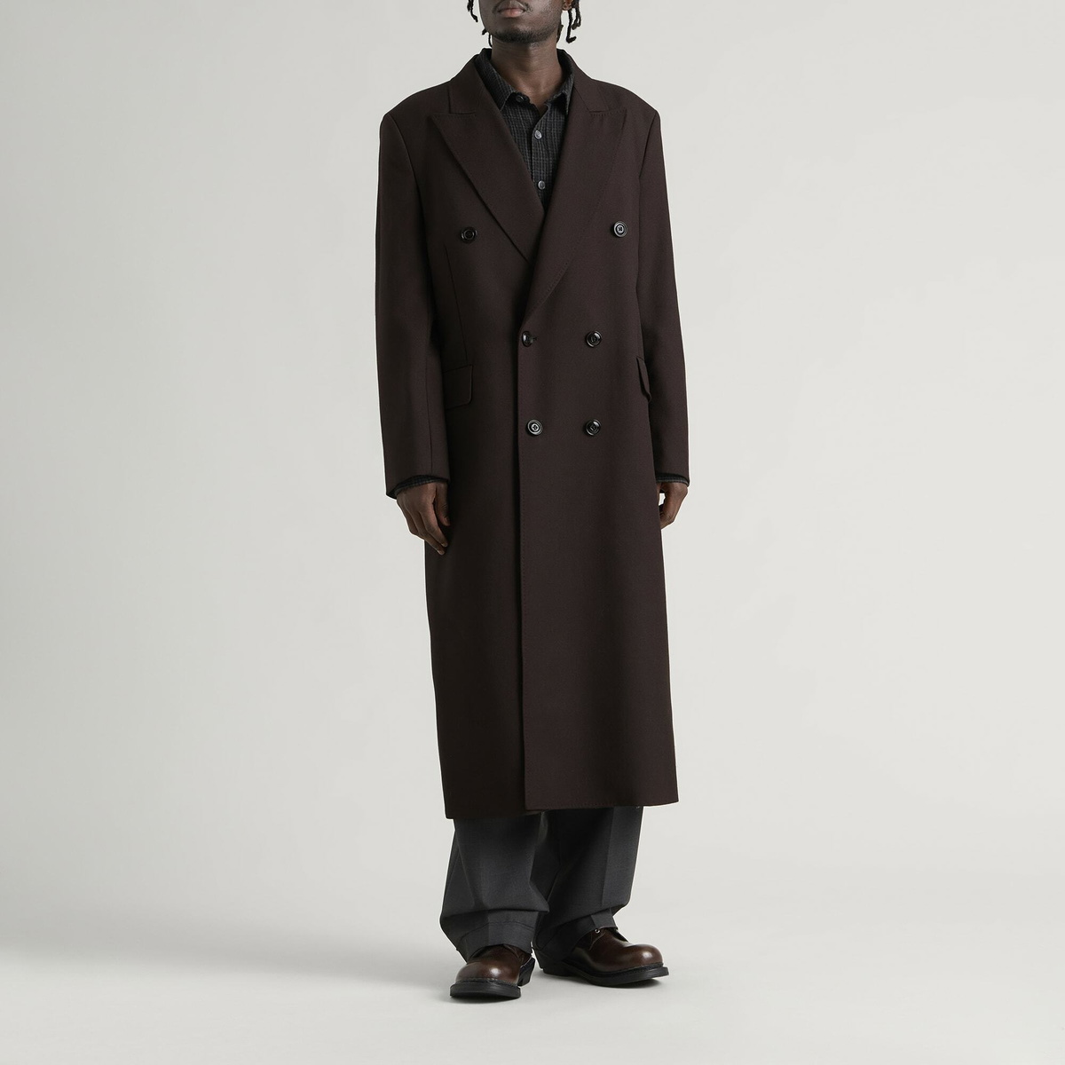 Our Legacy Men's Issue Wool Extended Whale Coat in Deep Pangoa
