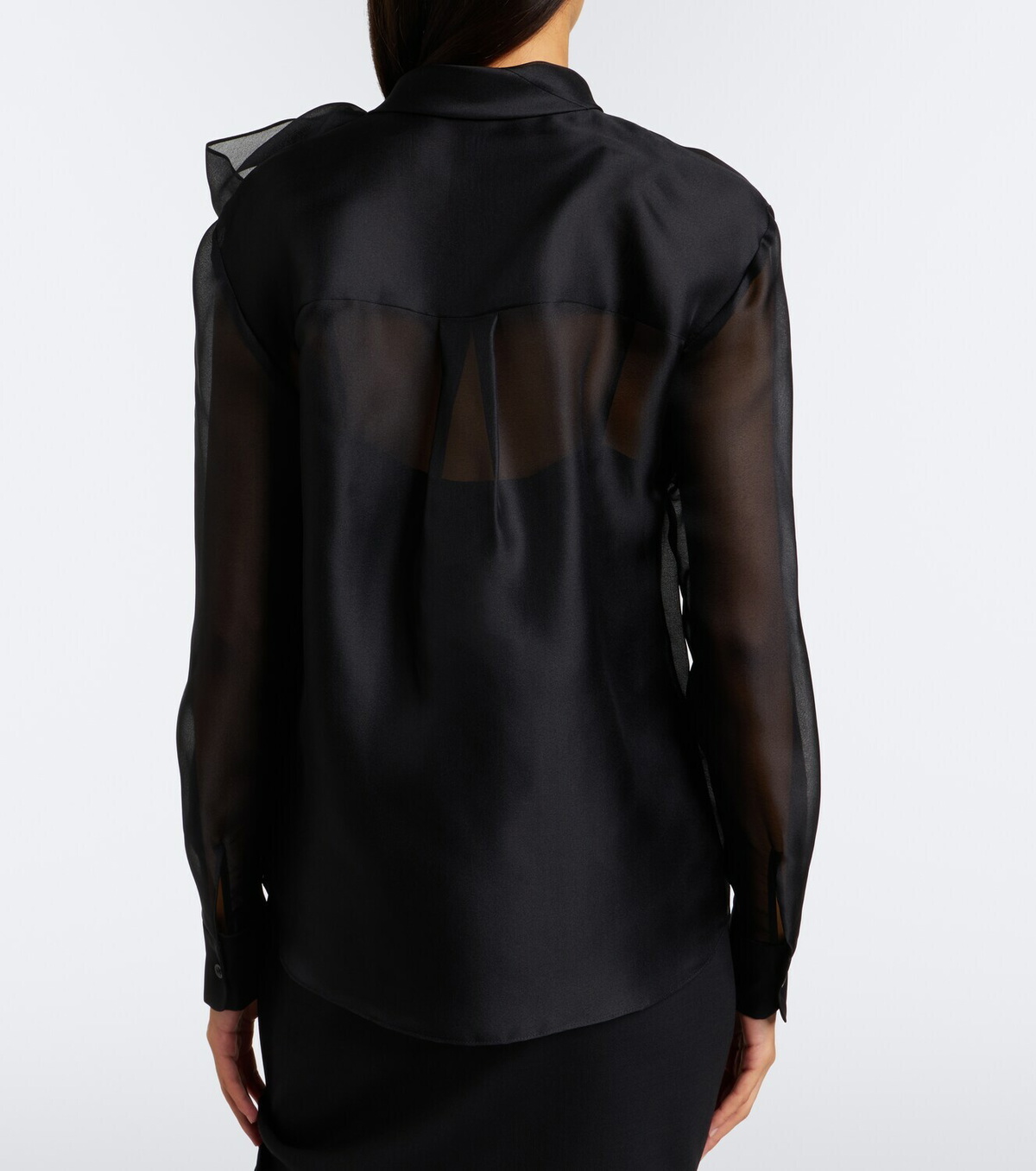 Carolina Herrera Tie-neck silk organza blouse