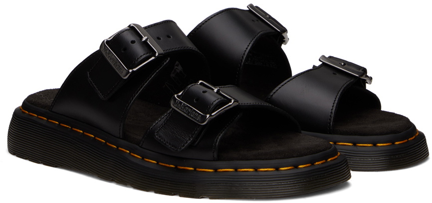 【Dr.Martens】JOSEF R6121 Dr. Martens Black Josef Leather Buckle Slide Sandals Dr. Martens