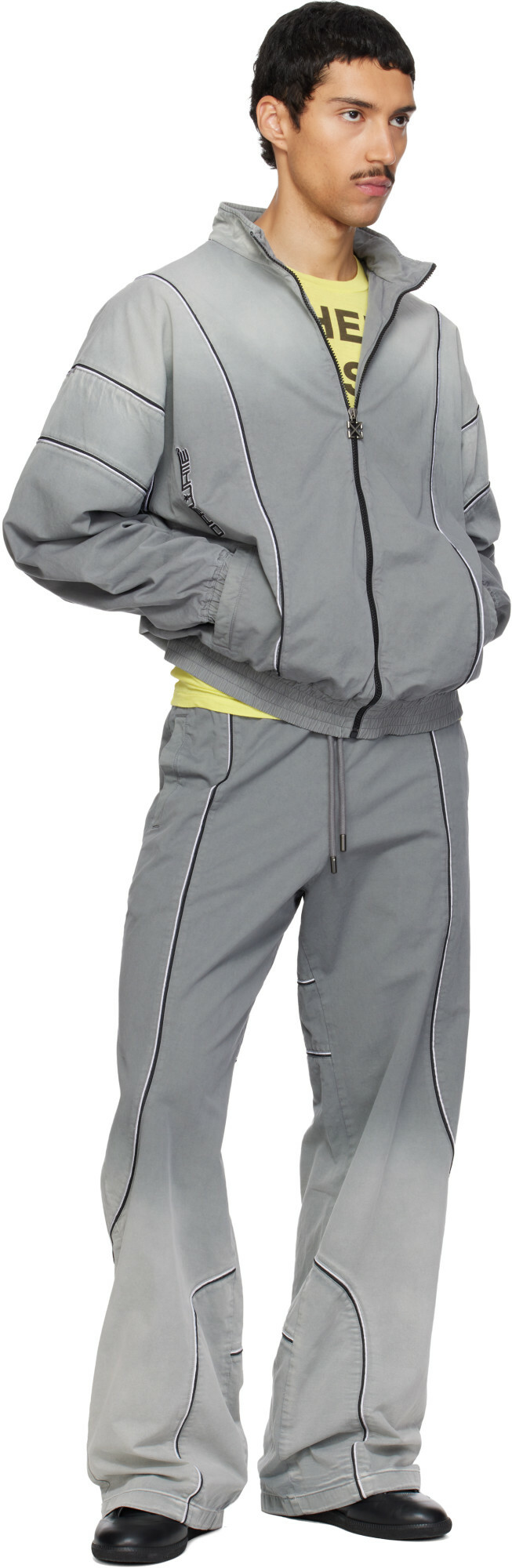 Off-White Gray Relaxed Garment Dyed Track Jacket