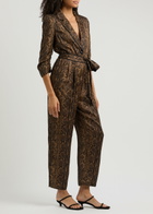 Alice + Olivia Louetta Python-print Satin Jumpsuit Brown