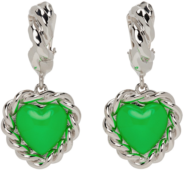 Photo: Safsafu Silver & Green Limelight Neon Clip-On Earrings