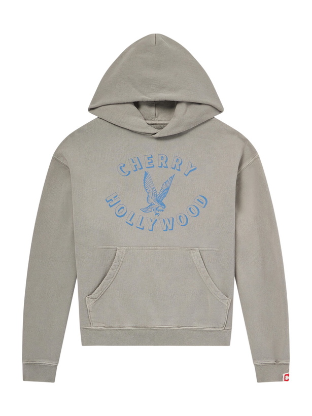 Photo: Cherry Los Angeles - Logo-Print Cotton-Jersey Hoodie - Gray