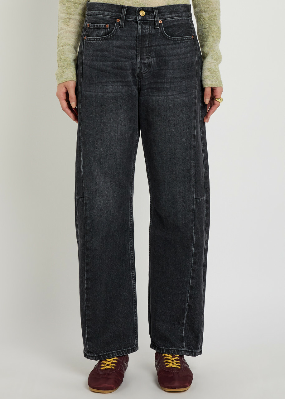 B Sides Slim Lasso Structured Barrel-leg Jeans Black