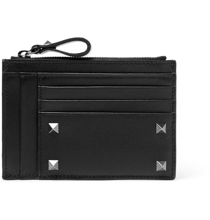 Photo: Valentino - Rockstud Leather Zipped Cardholder - Black