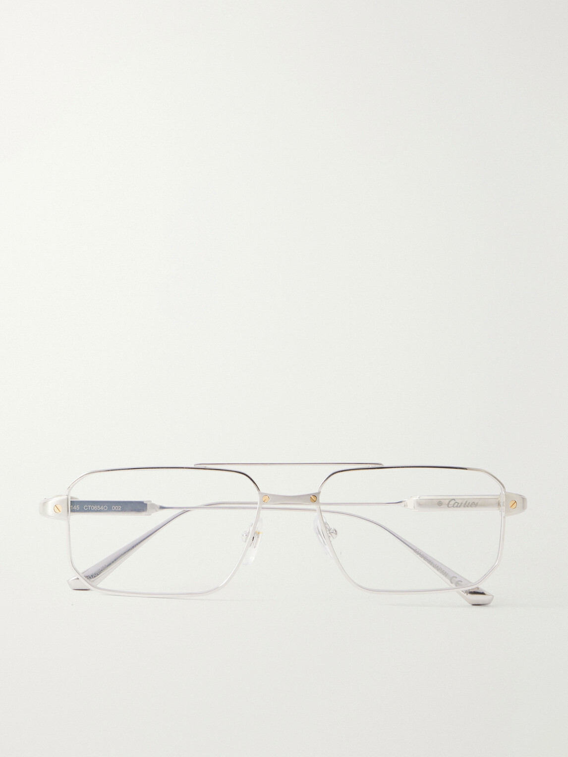 Cartier Eyewear - Santos de Cartier Aviator-Style Silver-Tone Glasses - Silver