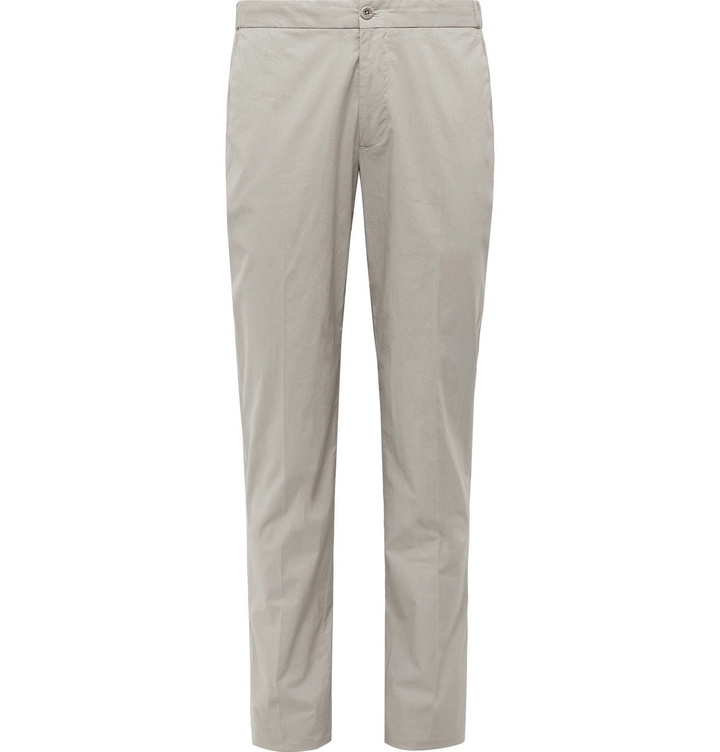 Photo: Incotex - Slim-Fit Stretch-Cotton Poplin Trousers - Neutrals