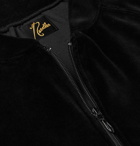 Needles - Logo-Embroidered Webbing-Trimmed Cotton-Blend Velour Track Jacket - Black