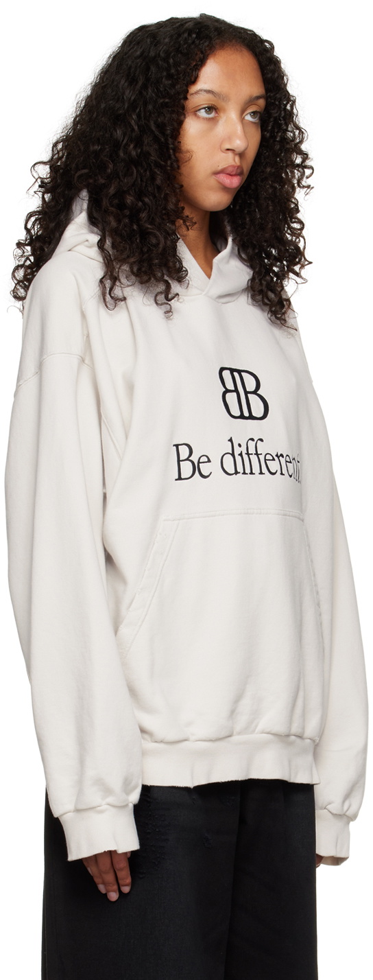 Balenciaga Off-White Embroidered Hoodie