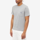 Maison Kitsuné Men's Navy Fox Patch Classic T-Shirt in Grey Melange