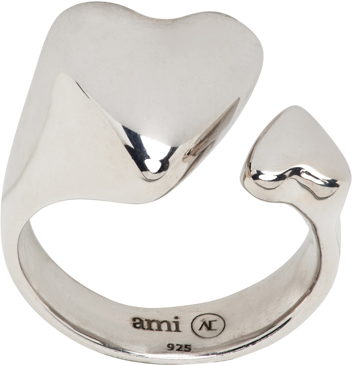 AMI Alexandre Mattiussi Silver Alan Crocetti Edition Double Hearts Ring