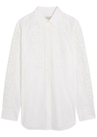 Weekend Max Mara Elmi Floral-embroidered Cotton-poplin Shirt White