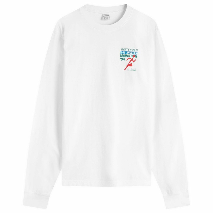Photo: Sporty & Rich Women's LA Marathon Long Sleeve T-Shirt in White