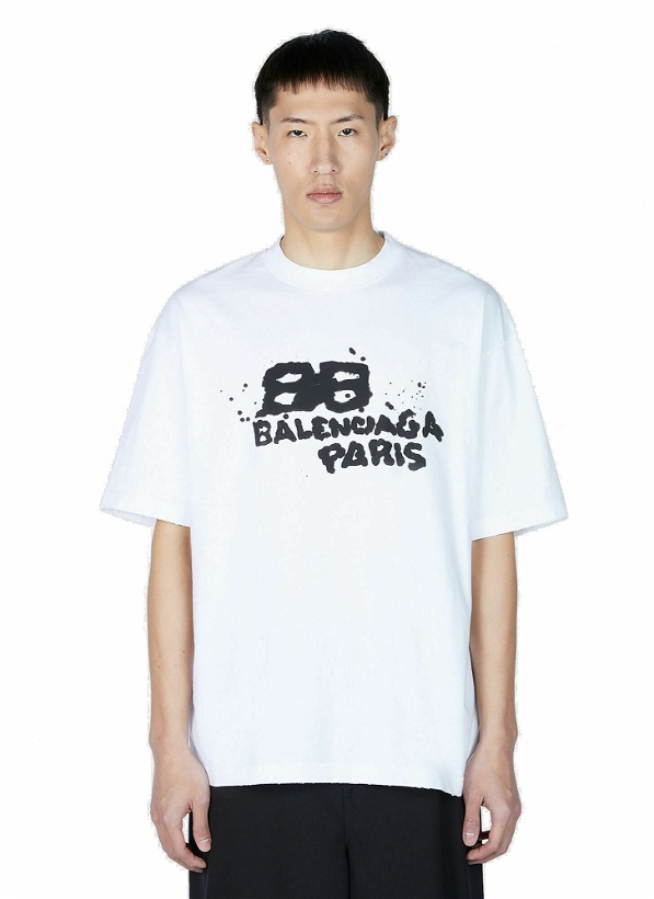 Photo: Balenciaga - Painted Logo T-Shirt in White