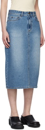 Arch The Blue Faded Denim Midi Skirt