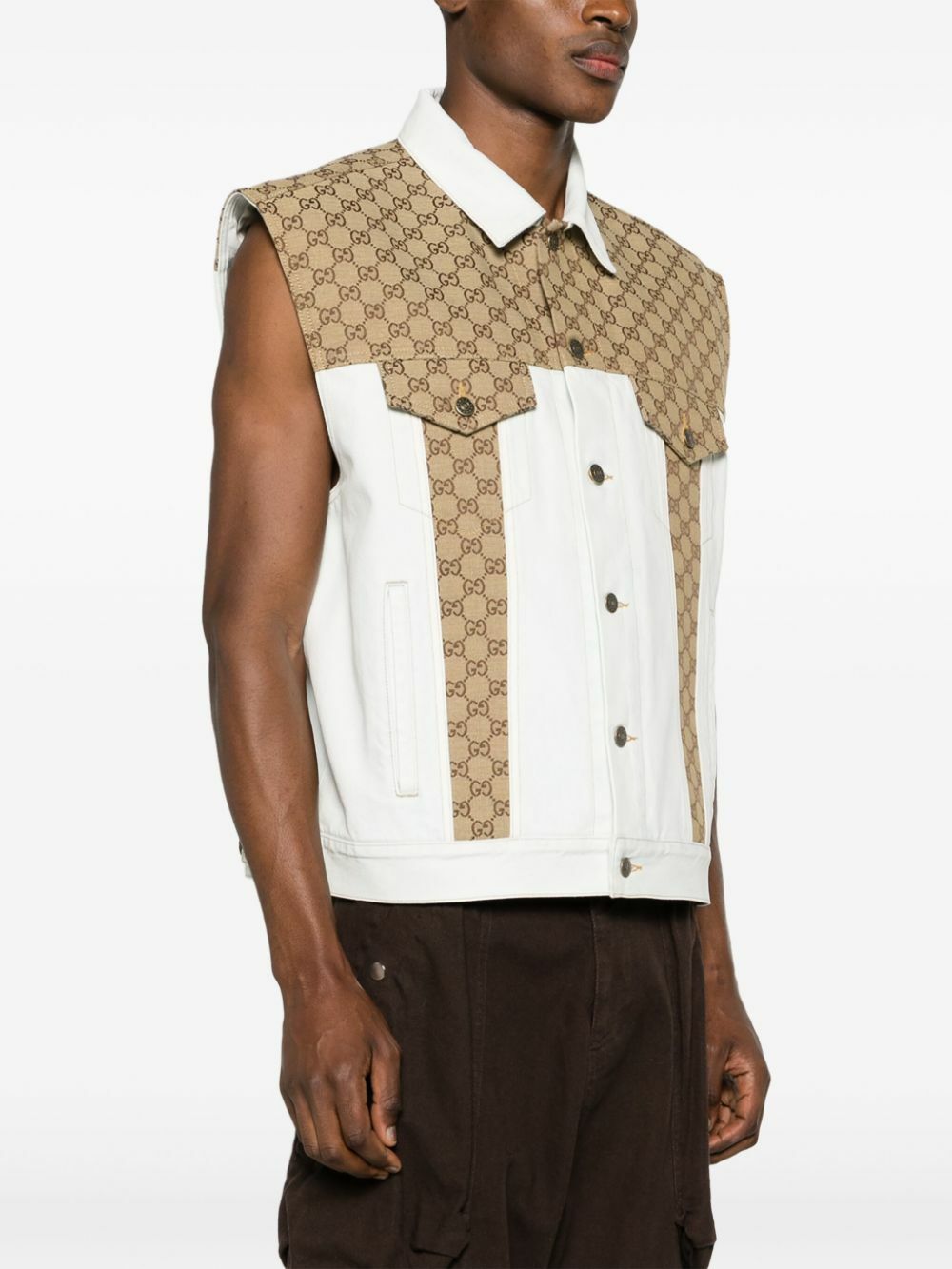 Gucci Blue GG Panelled Denim Gilet