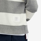 Thom Browne Men's Rugby Stripe Knitted Polo Shirt in Light Grey
