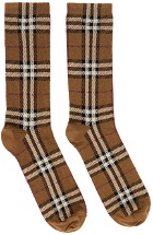 Burberry Brown Intarsia Check Socks