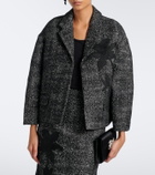 Erdem Cropped embroidered wool-blend jacket