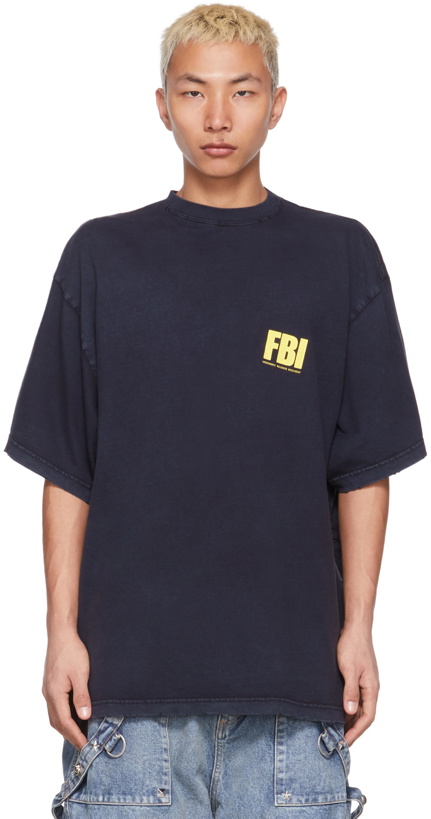 Photo: Balenciaga Navy 'FBI' T-Shirt