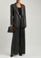 Norma Kamali Double-breasted Coated Stretch-jersey Blazer Charcoal
