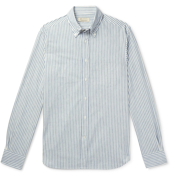 Photo: MAN 1924 - Slim-Fit Button-Down Collar Striped Cotton Shirt - Blue