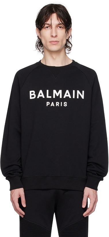 Photo: Balmain Black Printed Sweatshirt