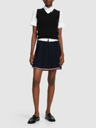 THOM BROWNE - Pleated Wool Blend Knit Mini Skirt