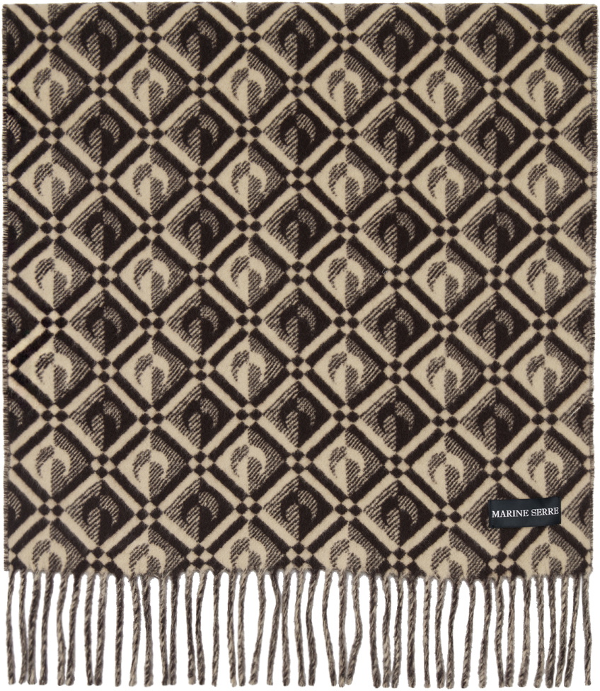 Marine Serre Brown Wool Scarf