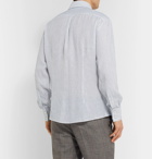 Brunello Cucinelli - Slim-Fit Cutaway-Collar Striped Linen Shirt - Navy