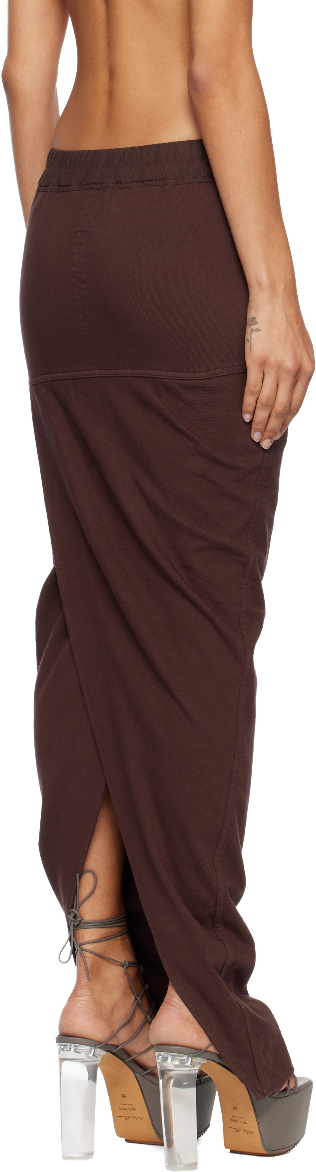 Rick Owens DRKSHDW Burgundy Concordians Pull On Pillar Maxi Skirt