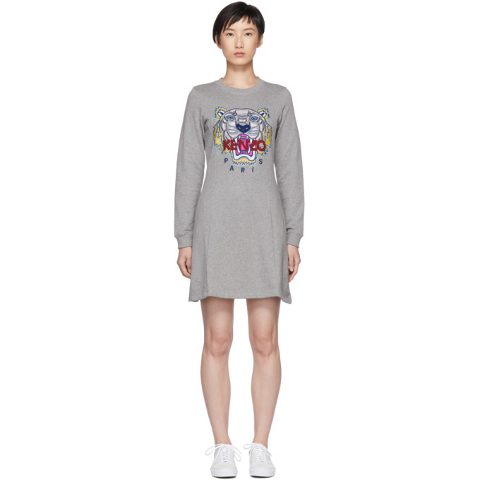 kenzo grey dress Kenzo Grey Tiger Pullover Dress