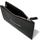 BALENCIAGA - Logo-Print Full-Grain Leather Zipped Cardholder - Black