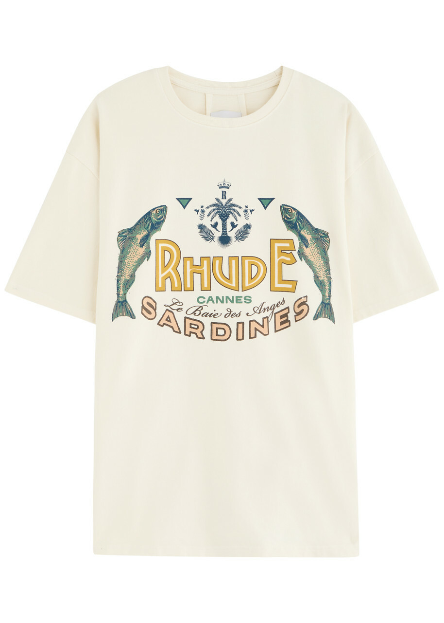 Rhude Sardines Printed Cotton T-shirt White
