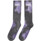 Palm Angels Purple and Grey Tie-Dye Palm Socks