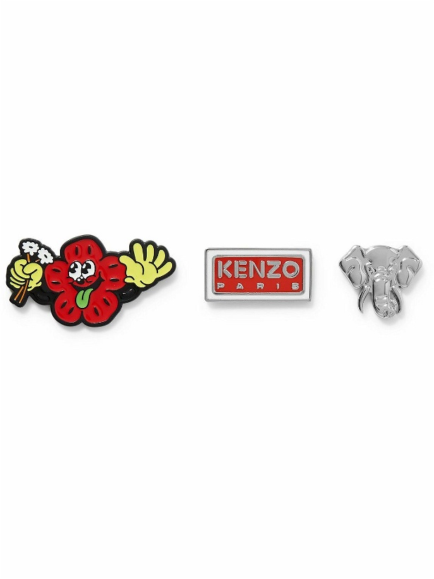 Photo: KENZO - Set of Three Silver-Tone and Enamel Pins