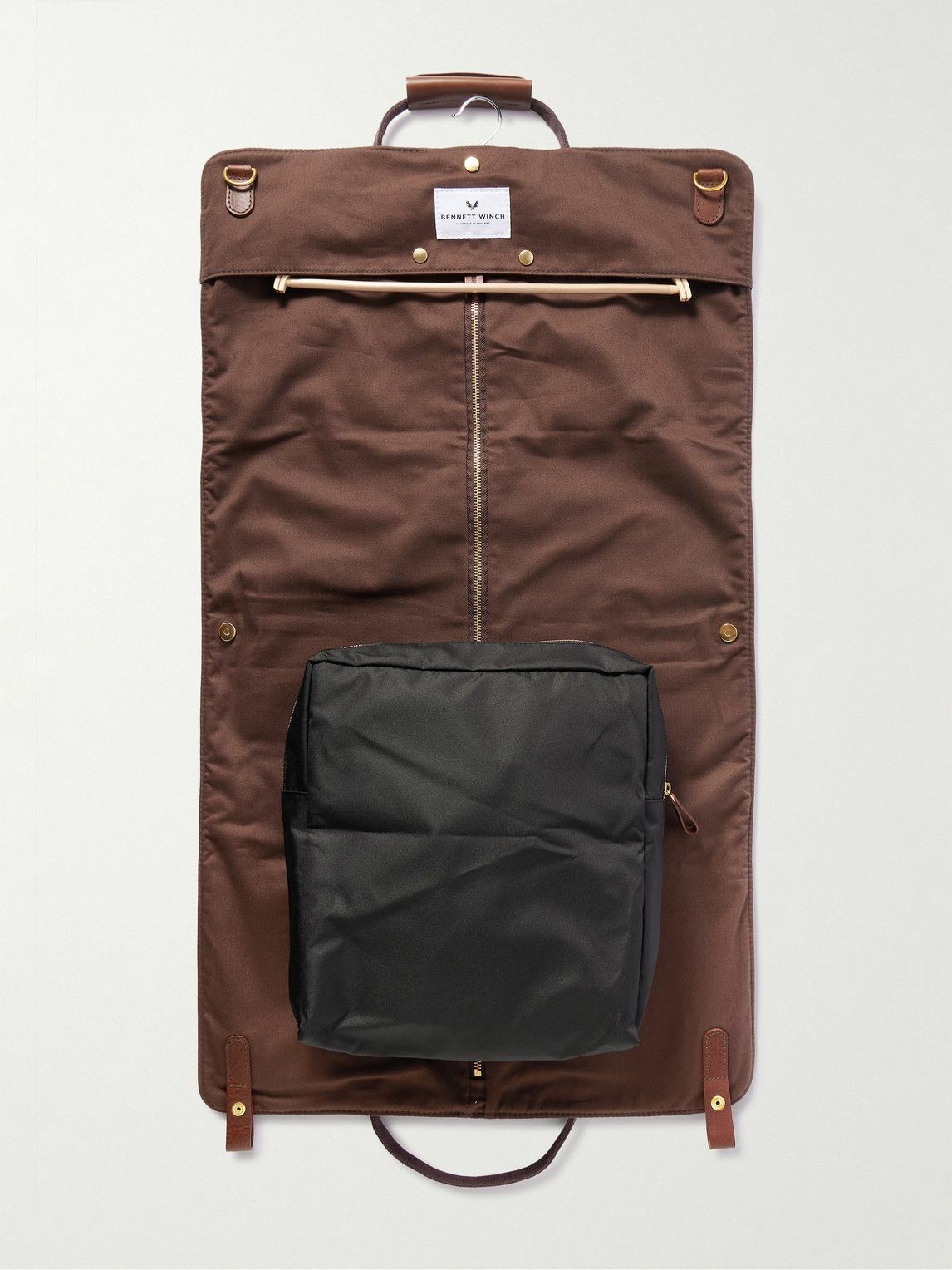 Bennett Winch - Logo-Embroidered Leather-Trimmed Cotton-Twill Suit Carrier and Holdall