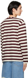SUNNEI White & Burgundy Striped Long Sleeve T-Shirt